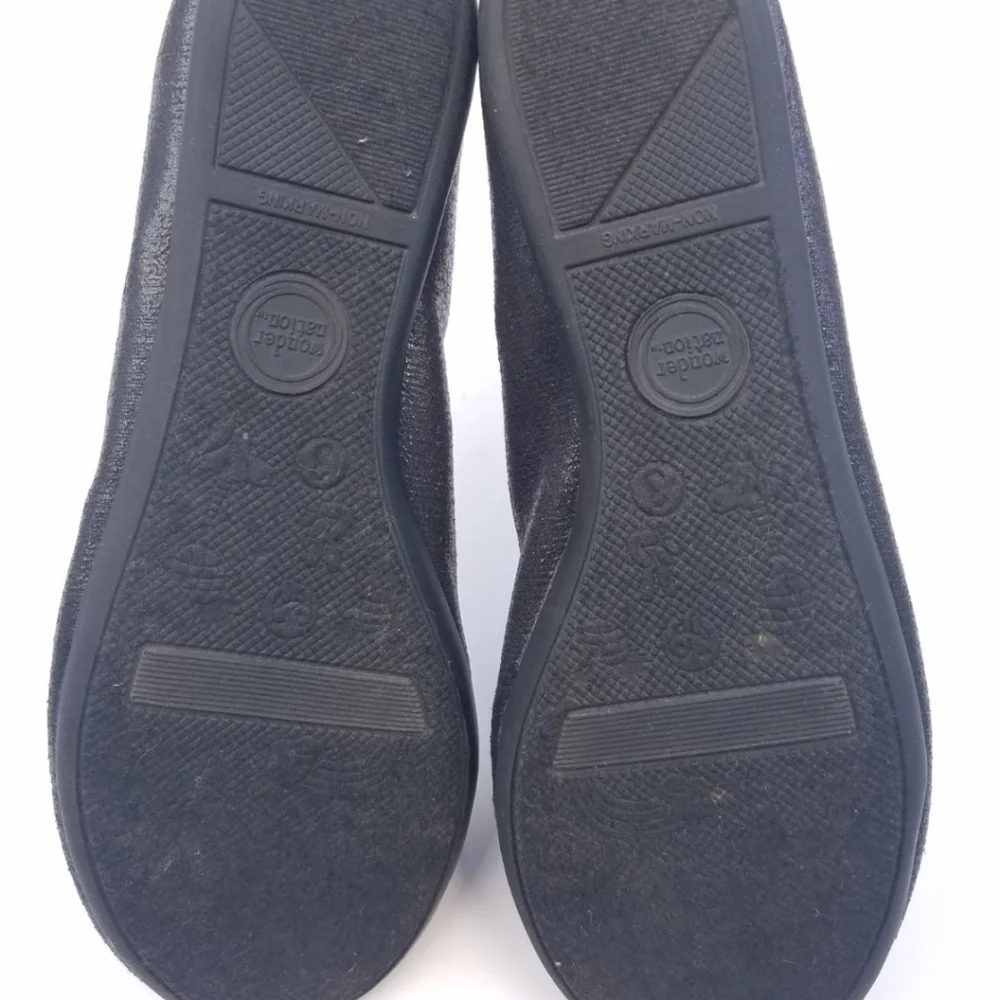 Wonder Nation Shoes Girls Ballet Flats US 3 Black Sparkle w Bow EUC